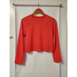 NWT Wild Fable 100% Cotton Long Sleeve Women's Top in Red Geranium, Size Small